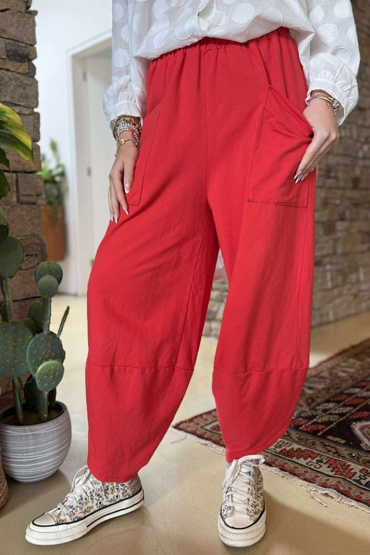 Made in Italy Lagenlook Shelby Cocoon Pant Rouge